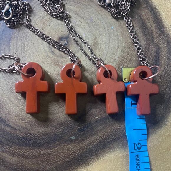 Red jasper ankh carving key of life necklace pendant eternal life Egyptian pink - Picture 6 of 6